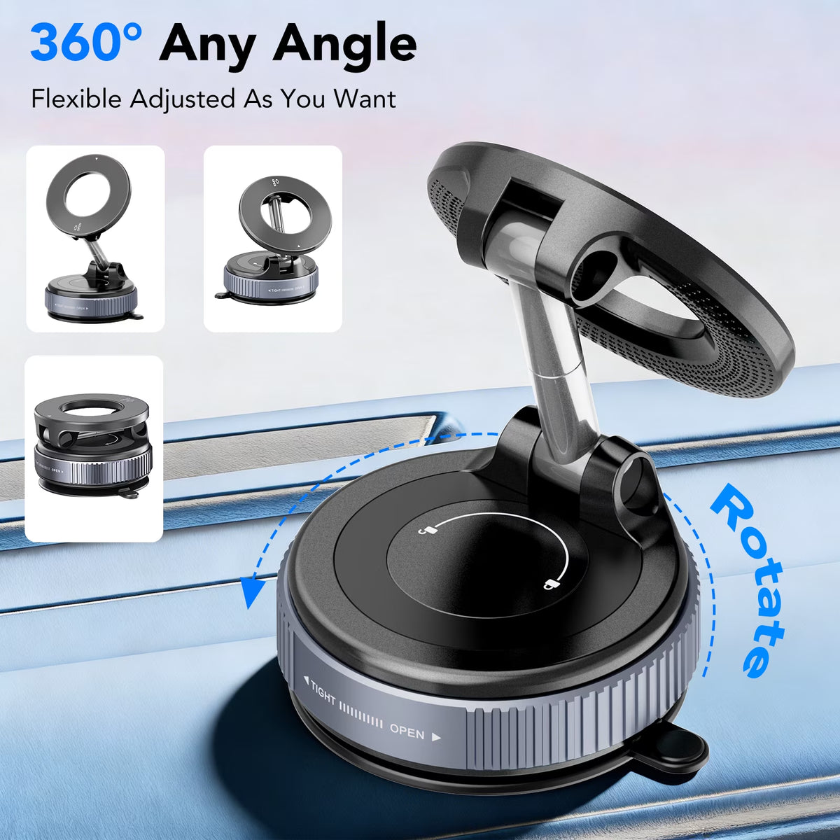 Magnetic Car Phone Holder with Suction Mount