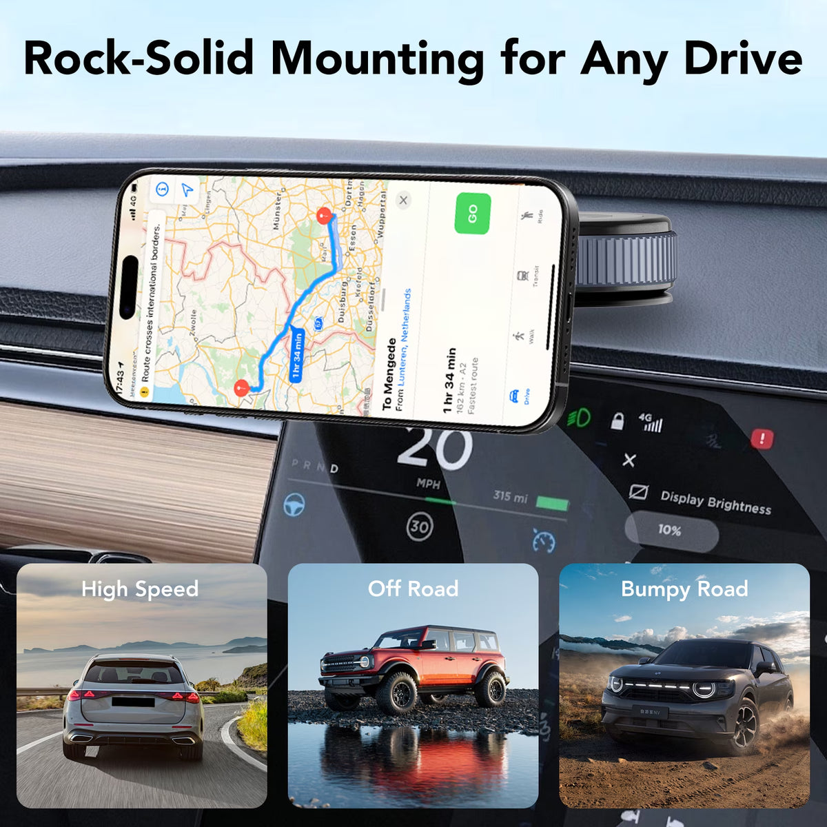 Magnetic Car Phone Holder with Suction Mount