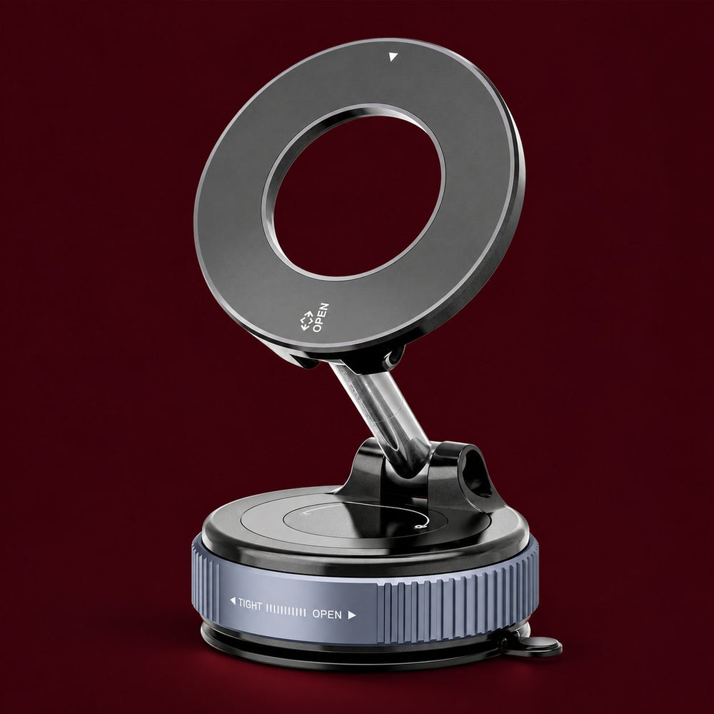 Magnetic Car Phone Holder with Suction Mount on burgundy