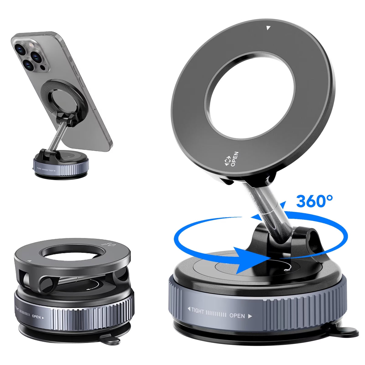 Magnetic Car Phone Holder with Suction Mount