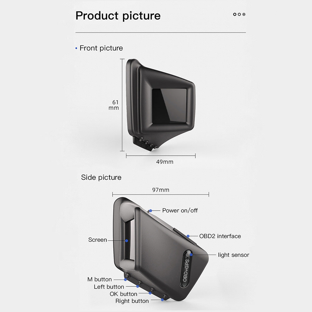 AP-1 HUD display dimensions and design