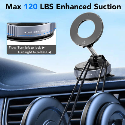 Magnetic Car Phone Holder with Suction Mount