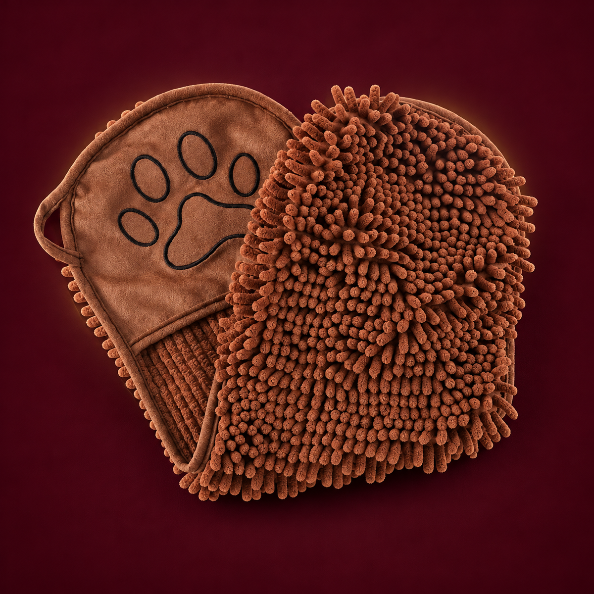 Coffee brown pet drying towel with hand pockets