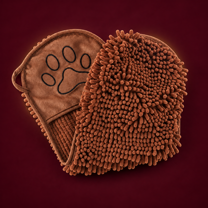 Coffee brown pet drying towel with hand pockets